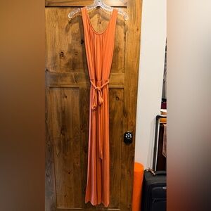 Chic Sleeveless Coral Maxi Dress